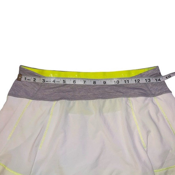 EUC Lululemon Presta Skirt White Metallic Silver Yellow Pleated Athletic Mini 6 - Picture 6 of 8